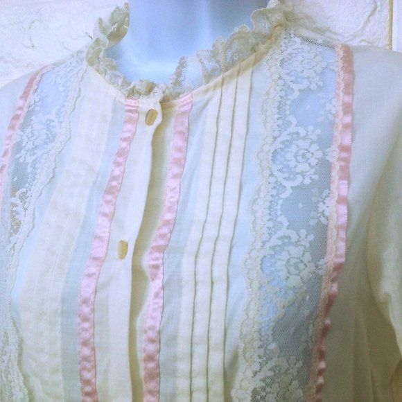 Vintage 70s-80s JCPenney Prairie Dressing Gown Robe Misses-S Pocket Button-front - Picture 5 of 11